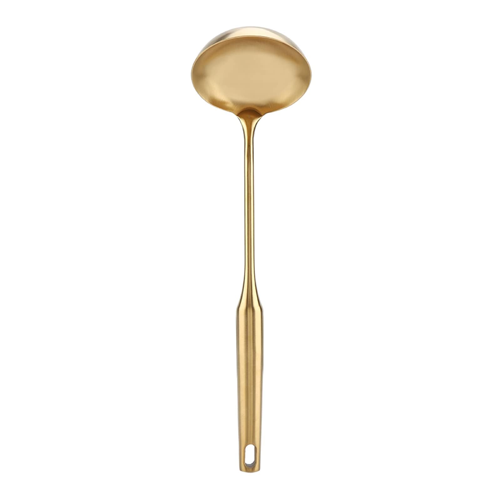 TOPINCN Mestolo da Zuppa in Acciaio Inox, Mestolo da, Spatola Paletta, Impugnatura Confortevole, Gold, Soup Ladle