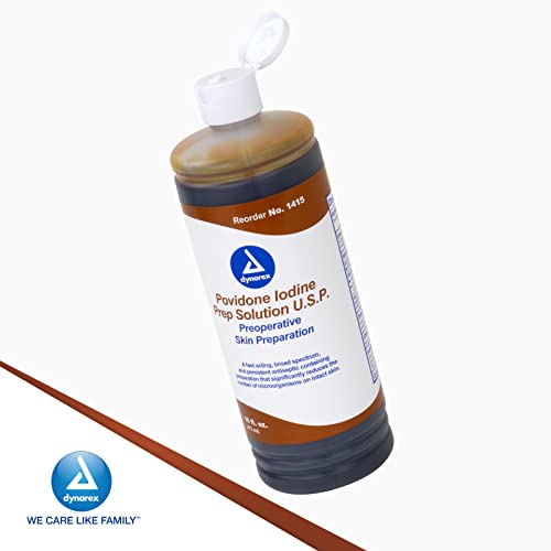 Dynarex Povidone Iodine Prep Solution Usp, Effective Topical Antiseptic For Skin And Mucosa, Cleansing And Preparation, Brown, 1 - 16 Fluid Oz. Bottle #TOP5