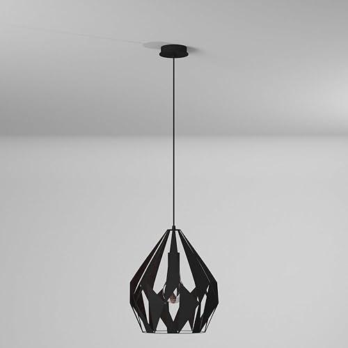 Miniatura 9 de Eglo Lighting 49255A - Colgante de una luz, color negro y plateado