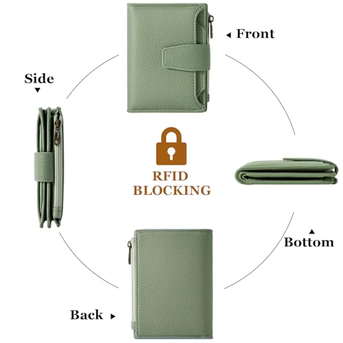 Image of Airkit Small Wallet Women RFID Blocking Soft Leather Bifold Compact Card Holder Wallet for Women with Zipper Coin Pocket 4 ID Window