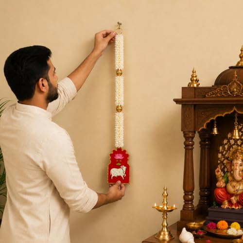 Image of SpecialYou Ganpati Decoration Setup for Home Decor With Set of 2 Cow Lotus Wall Hanging Decoration, Ganapati Decoration Items for Home, Wall Decor Items for Living Room