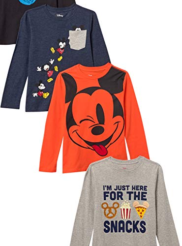 Amazon Essentials Disney | Marvel | Star Wars Boys' Long-Sleeve T-Shirts (Previously Spotted Zebra), Pack Of 4, Mickey Snacks, X-Small #TOP1