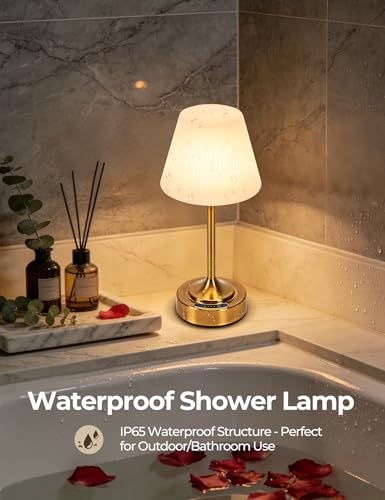 FIALAME Shower Lamp Waterproof, Cordless Rechargeable Table Lamp with Battery Indicator, Touch Dimming, LED Cordless Shower Light for Patio, Camping, Bathroom, Restaurant & Kitchen by FIALAME - Image 4