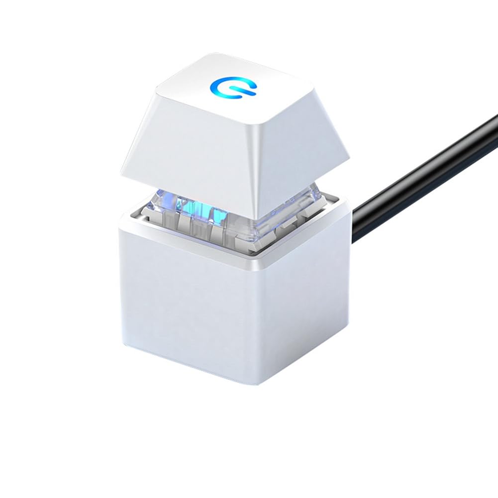 OTDOGUO Computer Switch PC Motherboard External Start LED Light Power ON/Off Square Button 2M Extension Cable Easy Install White