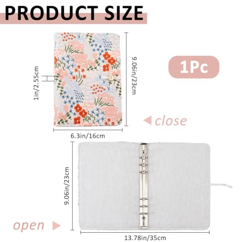 SUPERFINDINGS A5 Ordner 6 Ringe Nachfüllbarer Umschlag Loser Blatteinband Persönlicher Planer Mit Knopf Rosa Blumenmuster Notizbuchordner Für A5 Planereinlagen Nachfüllpapier (Kein Nachfüllpapier)
