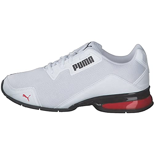 PUMA PUMA Unisex's Leader Vt Tech Mesh Running Shoe, Puma White High Risk Red Puma Black, US:5