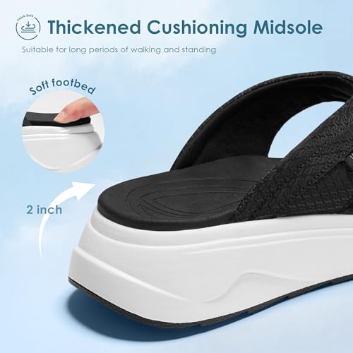 Vilanva Women's Platform Flip Flops Cushioned Walking Sandals with Arch Support for Plantar Fasciitis Relief Lightweight Non-Slip Shoes for 2026 Summer Outfits by Vilanva - Used condition - Image 6