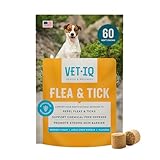 VetIQ Flea & Tick Support for Dogs, Flea and Tick Chewable, Supports Dog's Natural Flea Defenses, Free of Added Chemicals and Garlic, Hickory Smoke Flavor, 60 Count