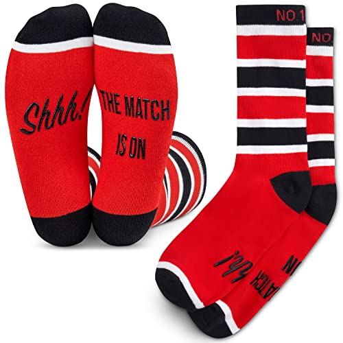 Football Fan Lounge Socks - Great Gift For Football Fans - Shhh! The Match Is On (Black/Red/White) One Size