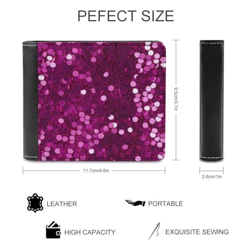 Bright Rose Red Sequins Pattern Classic Bifold Wallets for Men Women Slim Credit Card Holder Wallet Purse2