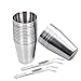 Produktbild Xumier 22pcs Shot-gläser edelstahl 30 ml Schnaps-Gläser aus Metall Campingbecher aus Edelstahl Milchtee Tasse +18CM Edelstahlpinzette Clip Tee-Clip aus Edelstahl für Bar Küche Reisen im Freien Camping