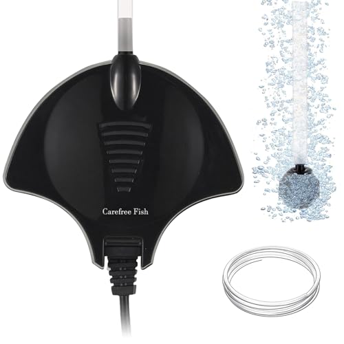 Carefree Fish Aquarium 1.5W Mini Air Pump with 3Ft Tube and Tiny Air Stone Quiet Bubbler Small Oxygen Pump Aerator Kit for 0.5-15 Gallon Fish Tank