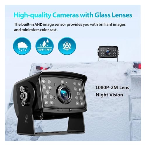 Caméra de recul AHD 1080p étanche IP69 pour camions et bus avec 18 LED infrarouges