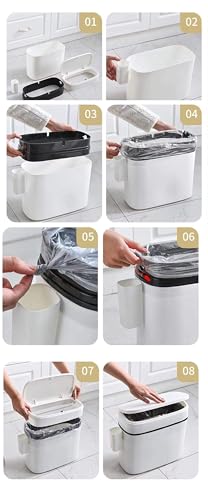 Caneca de basura rectangular slim de 12 litros blanca miniatura 6