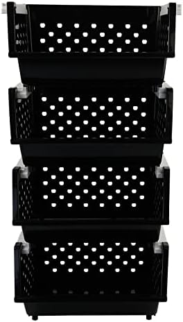 Jekiyo 4 Packs Large Stackable Storage Bins, Plastic Stacking Bas...