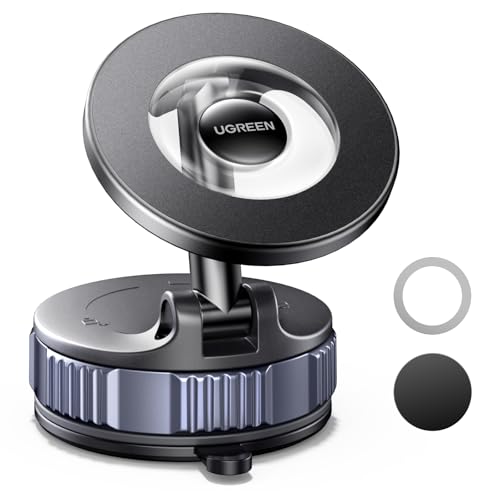 UGREEN Handyhalterung Auto für Magsafe Autohalterung, Handy Halterung Auto mit Vakuum Saugnapf & N52 Magnete 360°Drehbar ohne Kleber mit Einem Grundpolster Kompatibel mit iPhone 17 16 15 14 Pro Max 1
