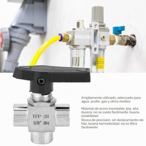 Válvula de bola de 3 vías de acero inoxidable Tissting con rosca hembra BSPP 1/8 3