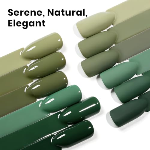 Image of beetles Green Gel Polish Set, 6 Olive Sage Forest Green Colors Gel