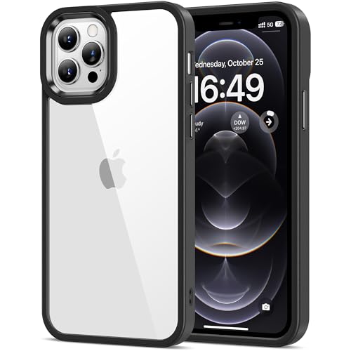 Image of HOOMIL Case for iPhone 12 Pro Max 6.7-Inch, Non-Yellowing, Drop Protection, Anti-Scratch Transparent Hard Back Phone Cover - Black