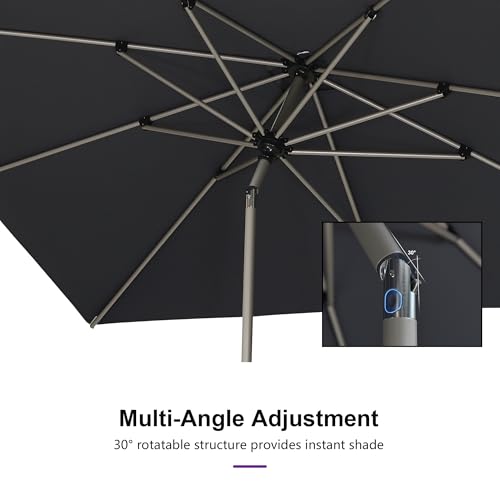 Image of PURPLE LEAF Patio Umbrella 6' x 9' Rectangle Tilt Market Umbrella Grey