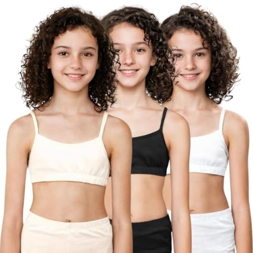 Image of ADIRA | Beginners Bra for Girls 13-14 Years | Flat Padding for Nipple Coverage | Comfortable Strecthy Cotton | Comfy-Breathable Beginners Bra & Super Soft Material | Pack of 3