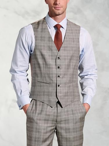 3 Pcs Men's Suit Plaid Single Breasted Slim Check Blazer Business Jacket Vest Pants Tuxedo Set for Wedding Dinner3