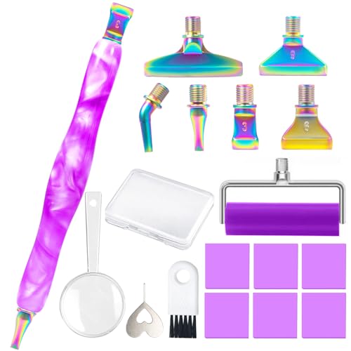 Image of Praise V Do Diamond Painting Art Drill Pen Kit with Screw Steel Metal Tip Nibs Placers Roller Tool Accessories, Ergonomic Diamond Art Pen for 5D Diamond Paint Bead Dot Purple