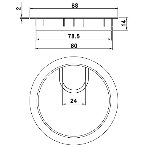 LIKERAINY Kabeldurchführung Kabeldurchlass Runde Ø80mm mit Bürstendichtung aus Metall Verchromt zum Einfügen am Schreibtisch Kabelorganisation für Möbel Kabeldurchlass Silber 4 Stück