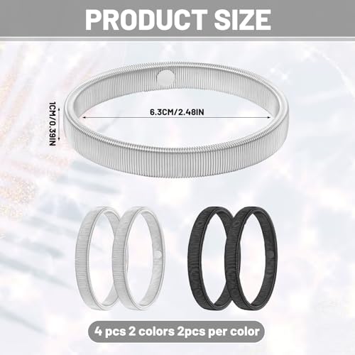 JJUNW 2 Paar Ärmelhalter, Metall Elastisch Bracelet Sleeve Holders Anti Rutsch Hülsenhalter Damen Herren Langarm Hemdhalter Metallarmbänder zum Fixiert Ärmel(Silber, Schwarz)