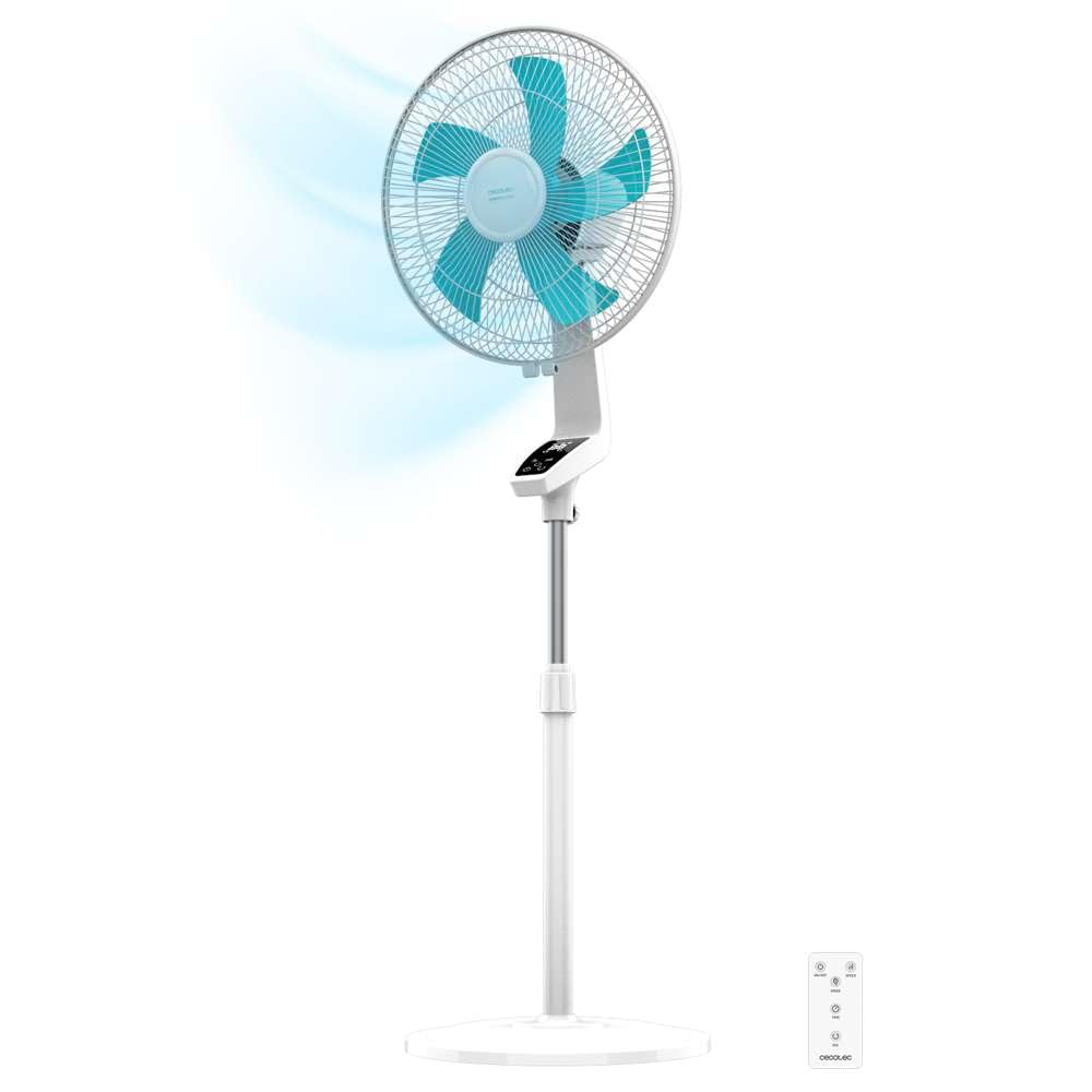 Cecotec Standventilator EnergySilence 620 Flow Control 50 W, 16 Zoll Durchmesser, 5 Flügel, 12-Stunden-Timer, Touch-Steuerung, LED-Bildschirm, 3 Geschwindigkeiten, Automatische Oszillation
