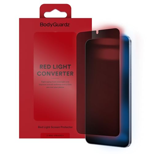 Image of BodyGuardz Red Light Converter Privacy Screen Protector - Passive Red Light Therapy for Face - Promotes Better Sleep, Healthier Skin, Reduced Eye Strain - Privacy Glass, Easy Install (Galaxy S26+)