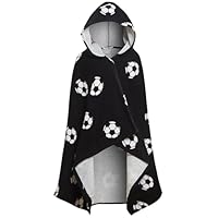 Ultimate Kids Boys Football Hooded Poncho Towel Black One Size