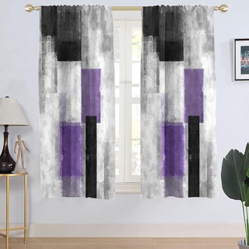Amazon.com: AAtter Purple Grey and Black Abstract Curtains for Living ...