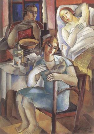 Peinture à l'huile Visit 1933 Armand Schonberger tableau art mural sur toile 36x48