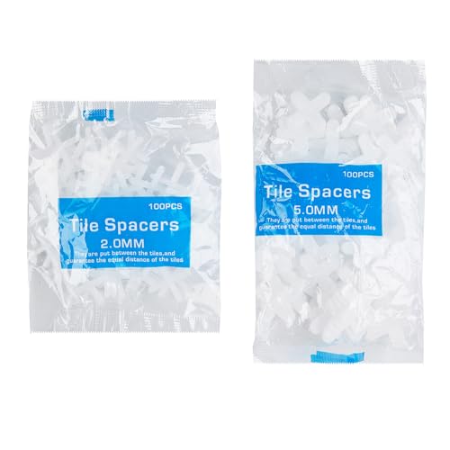 Fliesen-Abstandshalter, 5 mm, Abstandshalter, Kunststoff, kreuzförmige Fliesen-Abstandshalter für genaue Fliesenpositionierung, Heimwerker, Pflastersteine, Fliesen, Wandflieser, Gartenplatten, 100