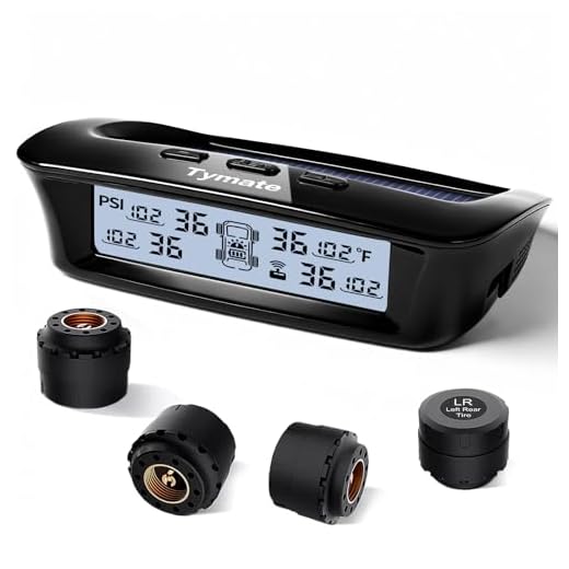 Tymate RV Tire Pressure Monitoring System - M12-3 Tire Pressure Monitor System (0-87 PSI) with Solar Charge, 5 Alarm Modes, Auto Sleep Mode, LCD Display, RV TPMS with 4 Sensors, Easy to Install