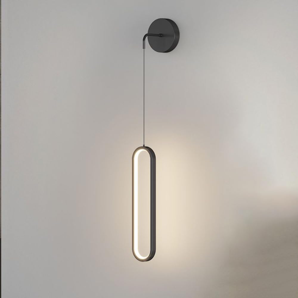 Mengjay Applique LED da Parete Interno, 18W Lampada da Parete, Moderne Design Applique, Dimmerabile 3 Temperature di Colore, per Camera da Letto, Soggiorno, Stanza dei Bambini, Corridoio (Nero)