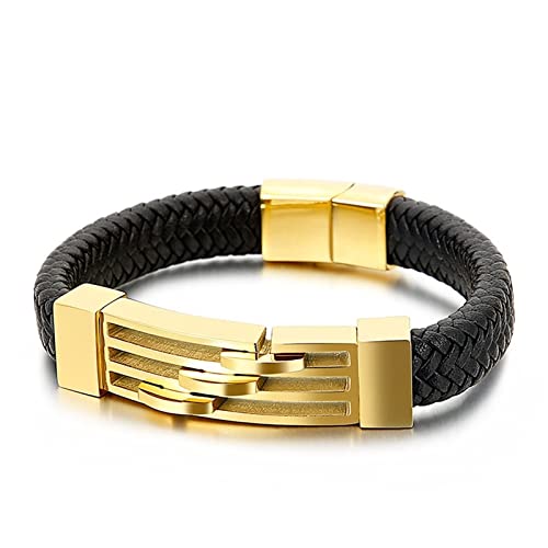 Bracelet en cuir tressé de 20cm et finitions acier : l'élégance punk signée KnSam