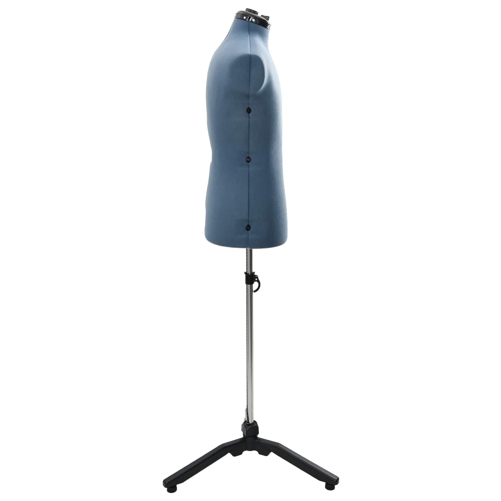 Regulowany manekin krawiecki dla mężczyzn, niebieski, 99-112 cm, z obrotowym statywem, obicie materiałowe, ergonomiczne wzornictwo, idealny do projektowania mody, krawiectwa na miarę