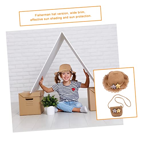 VICASKY Summer Sun Cap and Straw Bag for Breathable Wide Brim Straw Beach Hat with Portable Tote UPF Sun Protection Fisherman Style Comfortable and Lightweight for Outdoor Play Khaki3