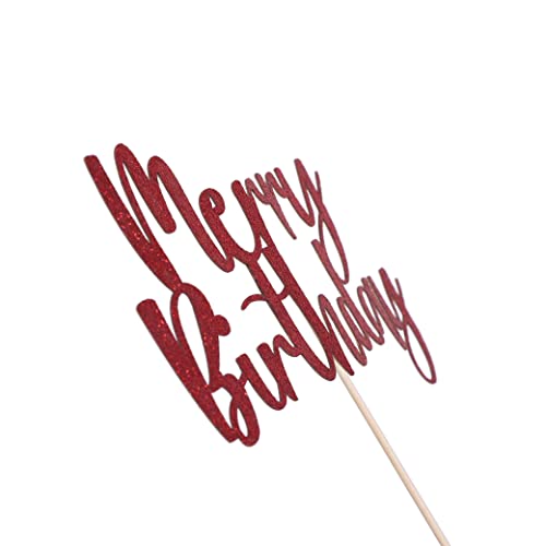 Merry Birthday Cake Topper - Winter Christmas Glitter Red Santa Cake Topper Joyeux Noel Happy New Year Christmas Holidays Party,Party Cake Decoration Supplies #TOP5