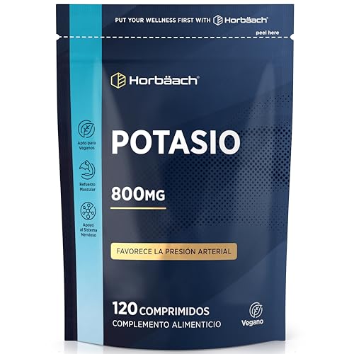Potasio Puro | Suplemento Deportivo Natural de Alta Potencia | Apto para Veganos | 120 Comprimidos | Horbaach