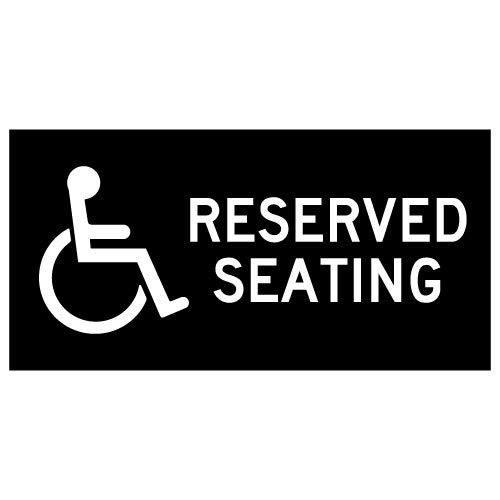 STOPSignsAndMore - Table Label - Wheelchair Accessible Reserved Seating - 4" x 2" - Pack of 3 (Black)