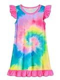 WonderBabe Girls Nightgown Nightdress Nightie Sleepwear Kids Pajamas Flutter Cute Short Sleeves Nightgowns for Little Girls size 6-7