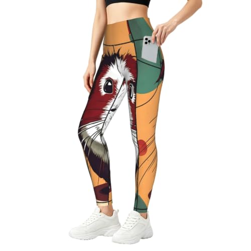 Pantalones de yoga para fitness y running con bolsillos y motivos de conejillos de indias