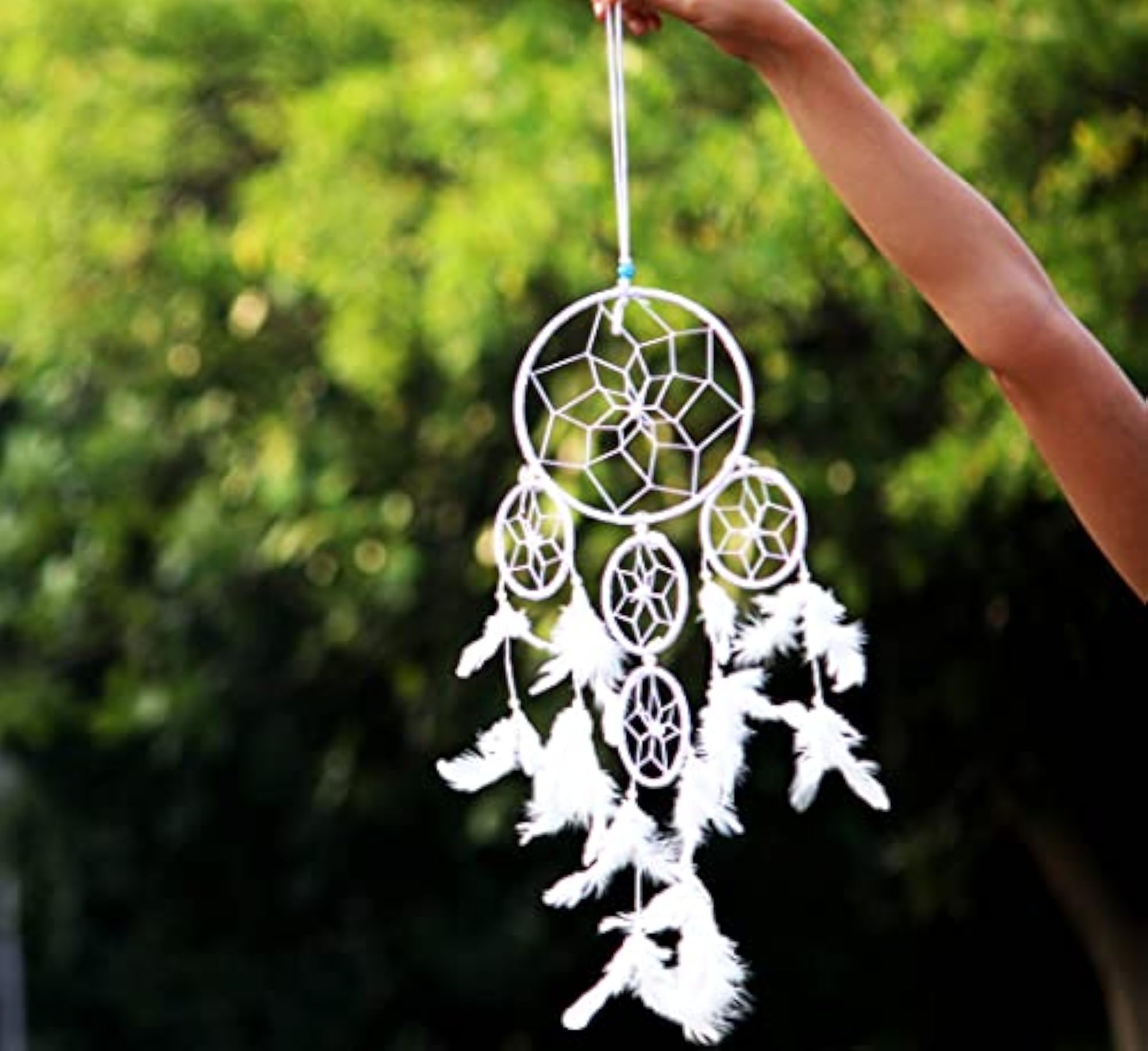 Five Ring White Dream Catcher for Good Dreams
