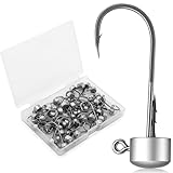 Frienda 50 Pcs Ned Rig Hook 2/0 Rig Hooks Finesse Mushroom Jig Hooks Kit for Bass Fishing Saltwater Freshwater Versatility Hook (1/8 oz)