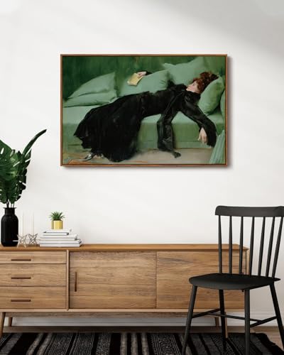 Image of KISSFOX Vintage Framed Wall Art Decor Victorian Young Decadent Girl Pictures Paintings Wall Decor Moody Women Canvas Art Prints Modern Farmhouse Woman Artwork For Kitchen Bedroom Living Room