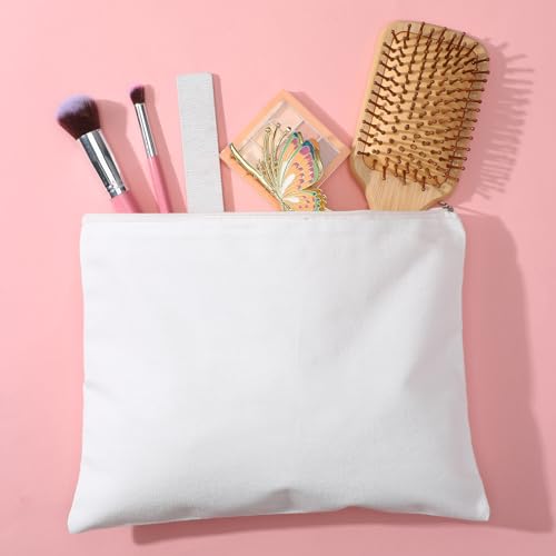 8 Pack Blank Canvas Makeup Bag, White 12 x 9 Inch Zipper Pouch Multipurpose Cosmetic Bag for DIY, Travel Organizer, Stationery Storage4