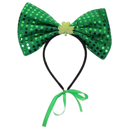 FRCOLOR St. Patricks Day Cat Headband Green Sequins Bowknot Headband St Patricks Day Dog Costume Irish Dog Outfits for Small Dogs